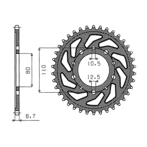 Ocelová rozeta pro sekundární řetězy typu 530, SUNSTAR (46 zubů) M271-5015-46 Originální