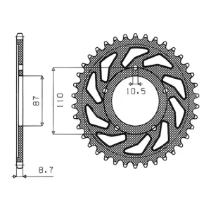 Cenově Výhodný Ocelová rozeta pro sekundární řetězy typu 530, SUNSTAR (47 zubů) M271-5016-47