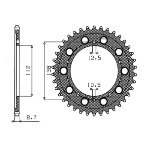 Aktuální Ocelová rozeta pro sekundární řetězy typu 530, SUNSTAR (41 zubů) M271-5022-41