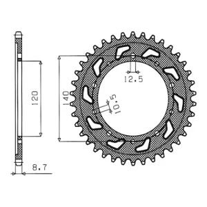 Oblíbený Ocelová rozeta pro sekundární řetězy typu 530, SUNSTAR (41 zubů) M271-5025-41