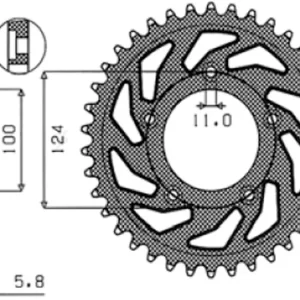 Ocelová rozeta pro sekundární řetězy typu 520, SUNSTAR (45 zubů) M271-7003-45 Nakupujte Hned