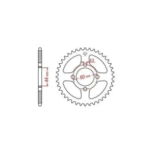 Ocelová rozeta pro sekundární řetězy typu 420, JT - Anglie (48 zubů) M270-1016-48 Hromadná Objednávka