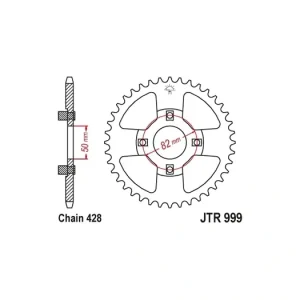 Vysoce Kvalitní Ocelová rozeta pro sekundární řetězy typu 428, JT - Anglie (42 zubů) M270-2038-42