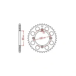 Ocelová rozeta pro sekundární řetězy typu 428, JT - Anglie (49 zubů) M270-2043-49 Celosvětová Doprava