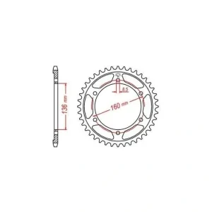 Ocelová rozeta pro sekundární řetězy typu 520, JT - Anglie (44 zubů) M270-3001-44 Originální