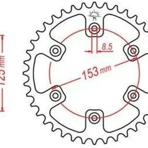 Ocelová rozeta pro sekundární řetězy typu 520, JT - Anglie (45 zubů) M270-3012-45 Garance Vrácení Peněz