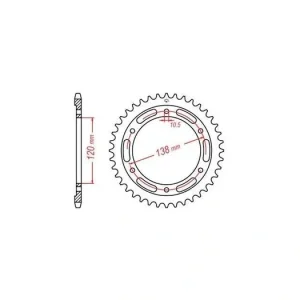 Ocelová rozeta pro sekundární řetězy typu 520 JT - Anglie (38 zubů) M270-3079-38 Nová Kolekce