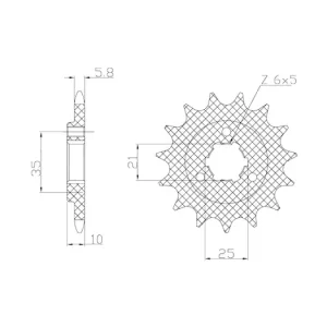 Řetězové kolečko pro sekundární řetězy typu 520, SUNSTAR (13 zubů) M291-3041-13 Moderní
