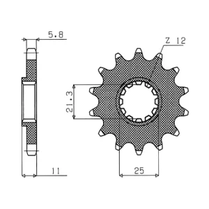 Řetězové kolečko pro sekundární řetězy typu 520, SUNSTAR (13 zubů) M291-3050-13 Oblíbený