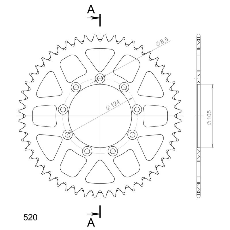 Tovární Cena Hliníková řetězová rozeta SUPERSPROX RAL-151:52-BLU modrá 52 zubů, 520