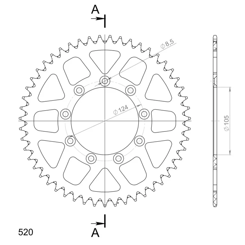 Hliníková řetězová rozeta SUPERSPROX RAL-151:51-BLU modrá 51 zubů, 520 Levný