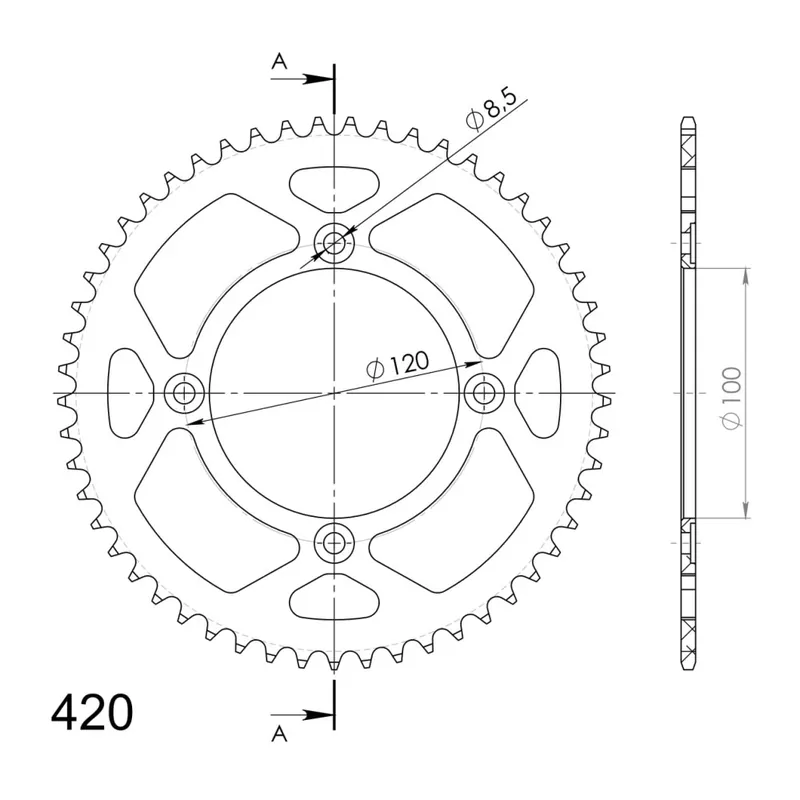 Tovární Cena Hliníková řetězová rozeta SUPERSPROX RAL-6618:53-RED červená 53 zubů, 420