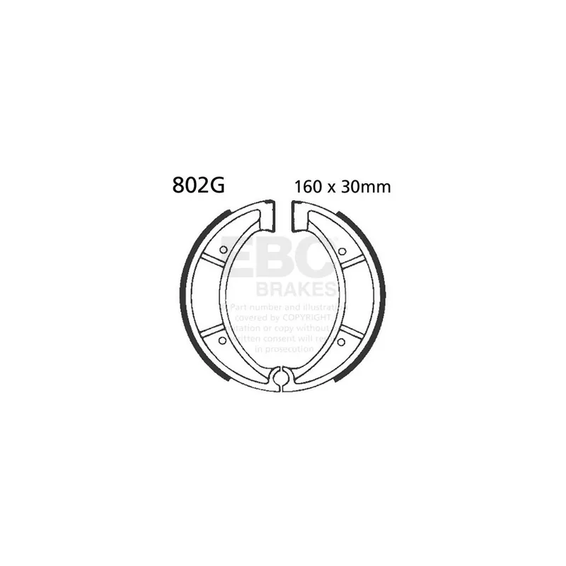 Sada brzdových čelistí EBC 802G drážkovaný Prémiový