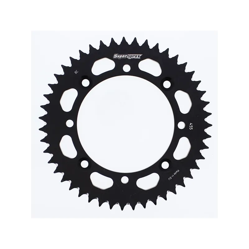 Hliníková řetězová rozeta SUPERSPROX RAL-455:46-BLK černý 46 zubů, 420 Omezená Nabídka