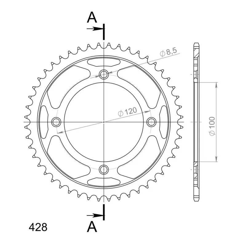 Výprodej Řetězová rozeta SUPERSPROX RFE-998:48-BLK černý 48 zubů, 428