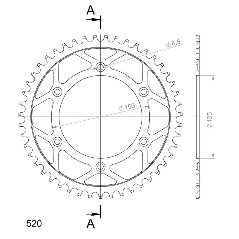 Řetězová rozeta SUPERSPROX RFE-990:47-BLK černý 47 zubů, 520 Cenová Bomba