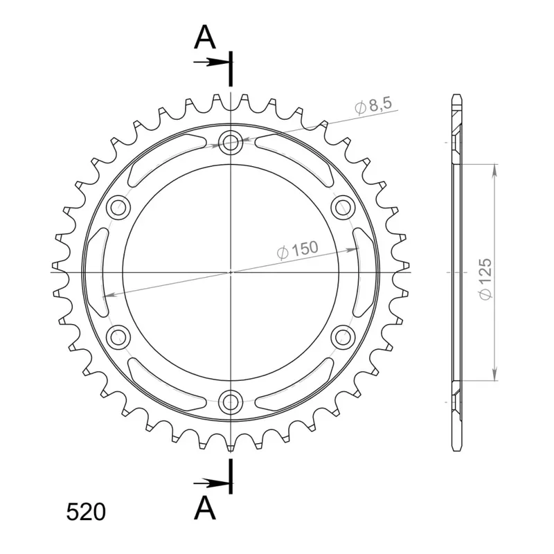 Řetězová rozeta SUPERSPROX RFE-990:39-BLK černý 39 zubů, 520 Omezená Nabídka