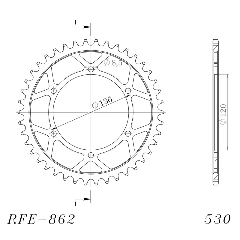 Must-Have Řetězová rozeta SUPERSPROX RFE-862:44-BLK černý 44 zubů, 530