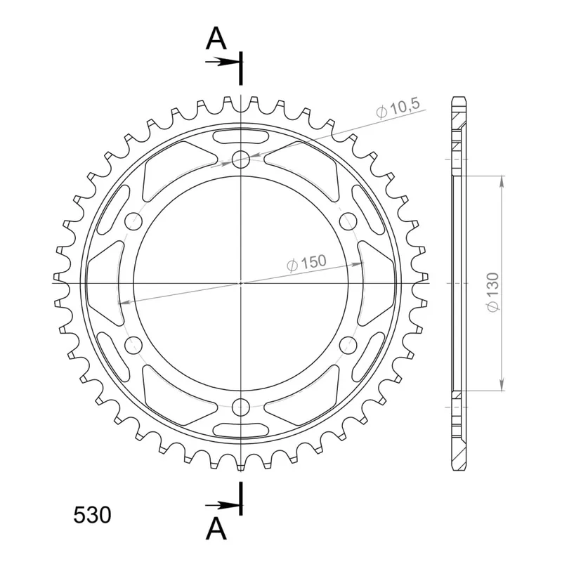 Řetězová rozeta SUPERSPROX RFE-859:43-BLK černý 43 zubů, 530 Výprodej