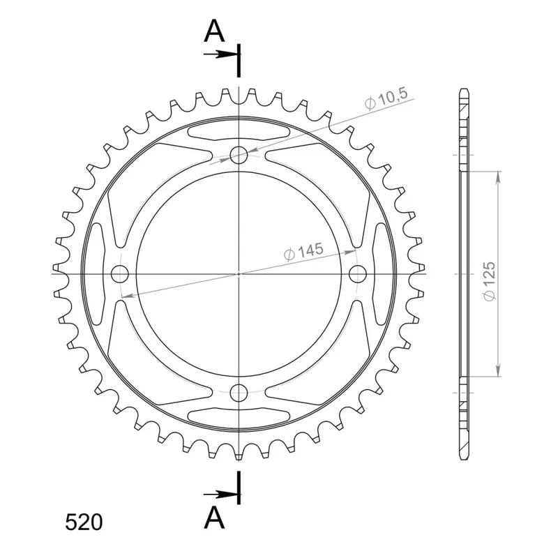 Luxusní Řetězová rozeta SUPERSPROX RFE-857:43-BLK černý 43 zubů, 520