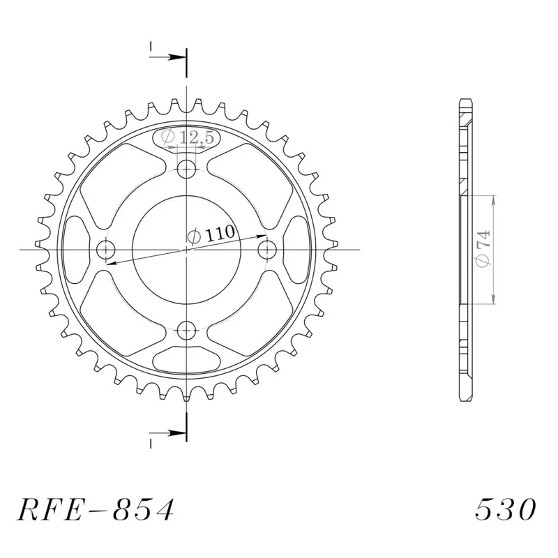 Aktuální Řetězová rozeta SUPERSPROX RFE-854:39-BLK černý 39 zubů, 530