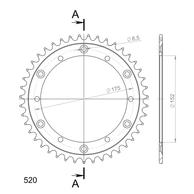 Řetězová rozeta SUPERSPROX RFE-853:43-BLK černý 43 zubů, 520 Expresní Doručení