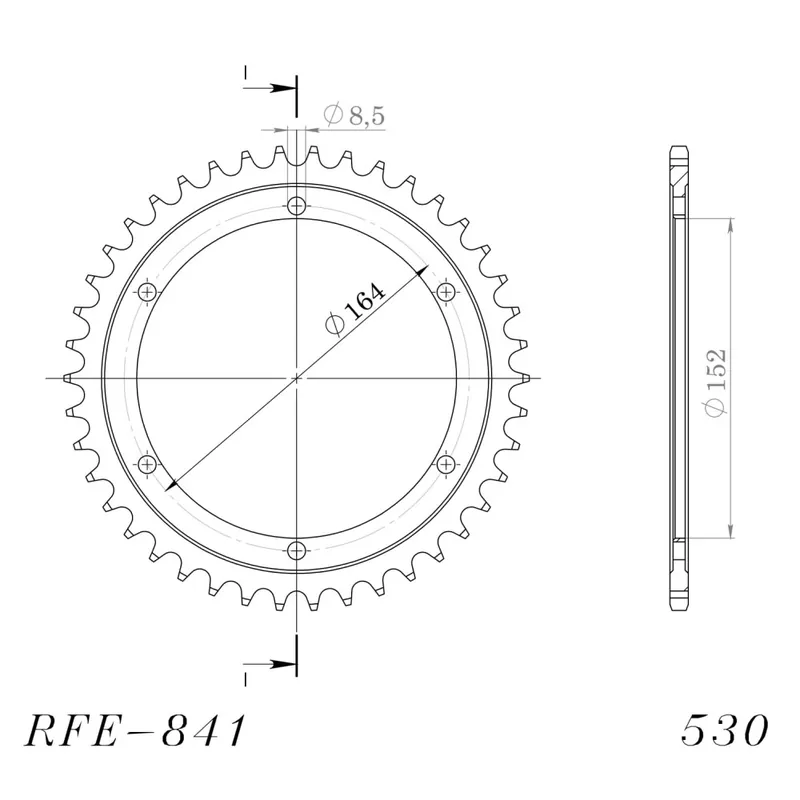 Řetězová rozeta SUPERSPROX RFE-841:42-BLK černý 42 zubů, 530 Speciální Cena