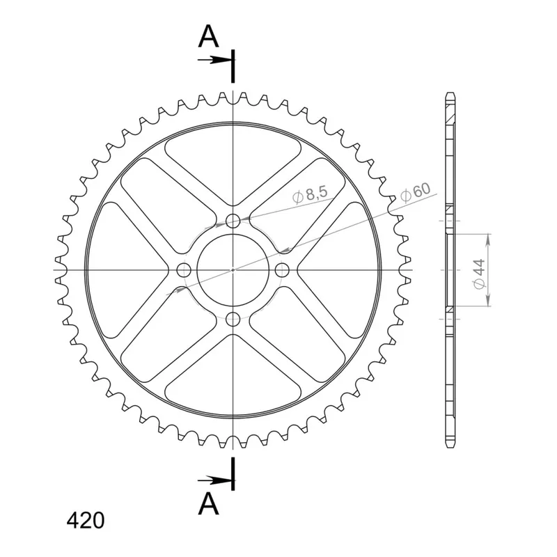 Super Cena Řetězová rozeta SUPERSPROX RFE-832:52-BLK černý 52 zubů, 420