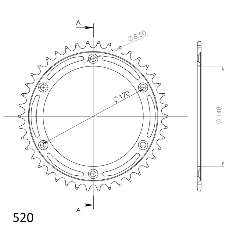 Omezená Nabídka Řetězová rozeta SUPERSPROX RFE-828:42-BLK černý 42 zubů, 520