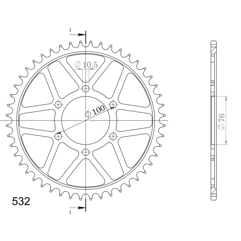 Dokud Zásoby Vydrží Řetězová rozeta SUPERSPROX RFE-827:48-BLK černý 48 zubů, 532