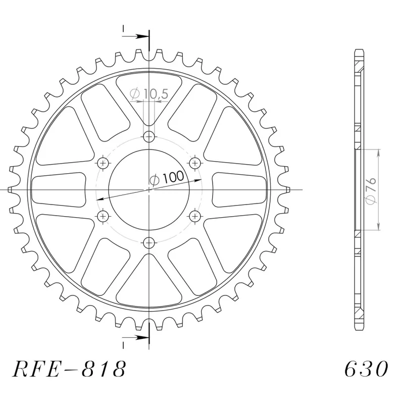 Řetězová rozeta SUPERSPROX RFE-818:42-BLK černý 42 zubů, 630 Nízká Cena