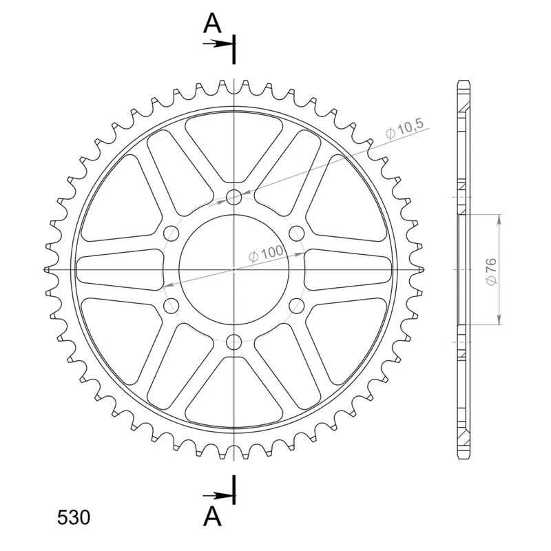 Poslední Šance Řetězová rozeta SUPERSPROX RFE-816:50-BLK černý 50 zubů, 530