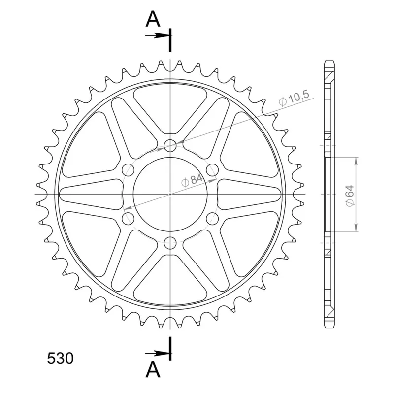 Odeslání Ihned Řetězová rozeta SUPERSPROX RFE-814:44-BLK černý 44 zubů, 530