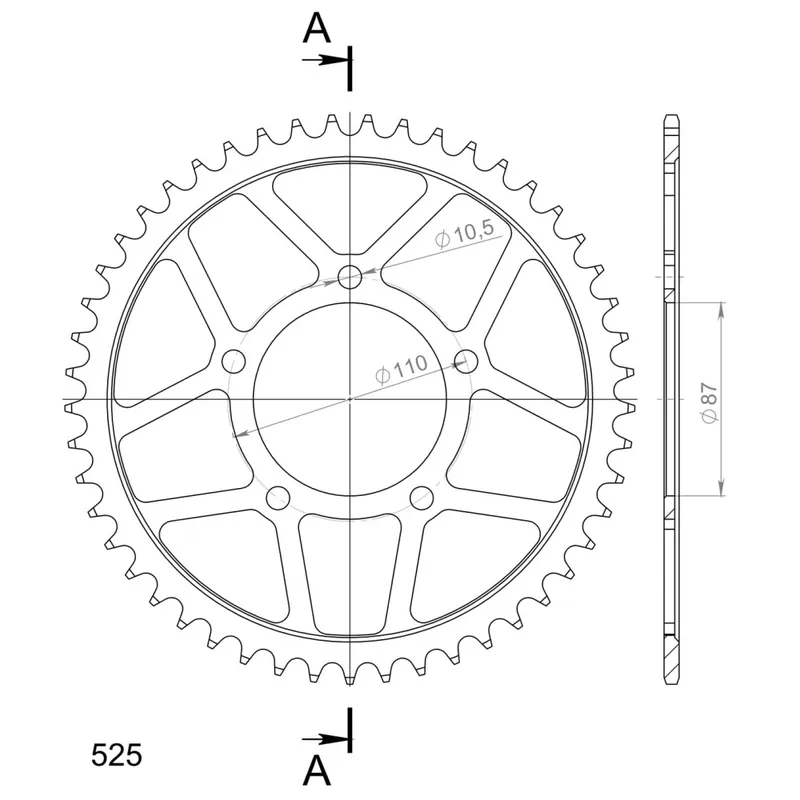 Řetězová rozeta SUPERSPROX RFE-807:49-BLK černý 49 zubů, 525 Vrácení Zdarma