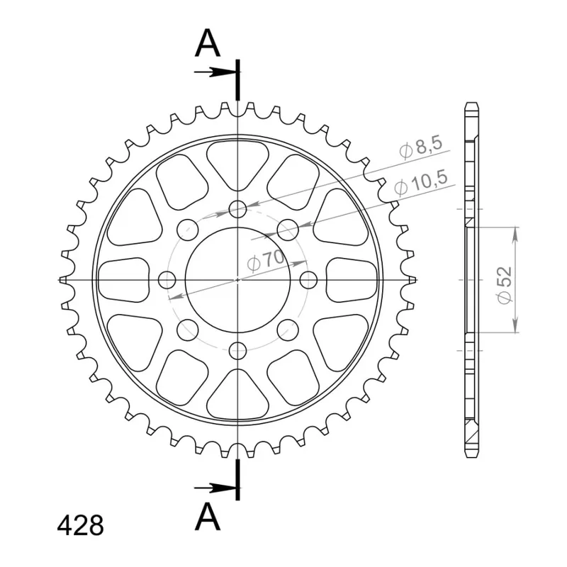 Řetězová rozeta SUPERSPROX RFE-802:42-BLK černý 42 zubů, 428 Přímo Od Výrobce