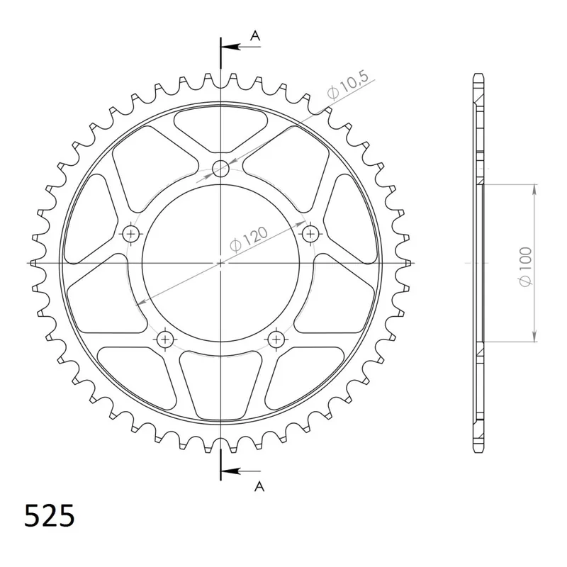 Řetězová rozeta SUPERSPROX RFE-702:46-BLK černý 46 zubů, 525 Přímo Od Výrobce