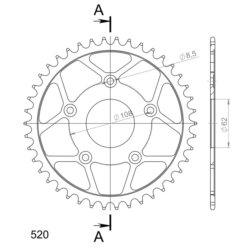 Cenová Bomba Řetězová rozeta SUPERSPROX RFE-701:42-BLK černý 42 zubů, 520
