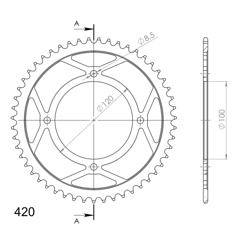 Řetězová rozeta SUPERSPROX RFE-6618:51-BLK černý 51 zubů, 420 Trendový
