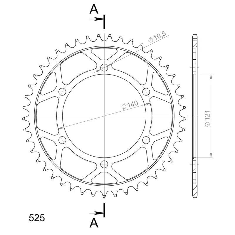 Řetězová rozeta SUPERSPROX RFE-6612_525:45-BLK černý 45 zubů, 525 Kup Teď