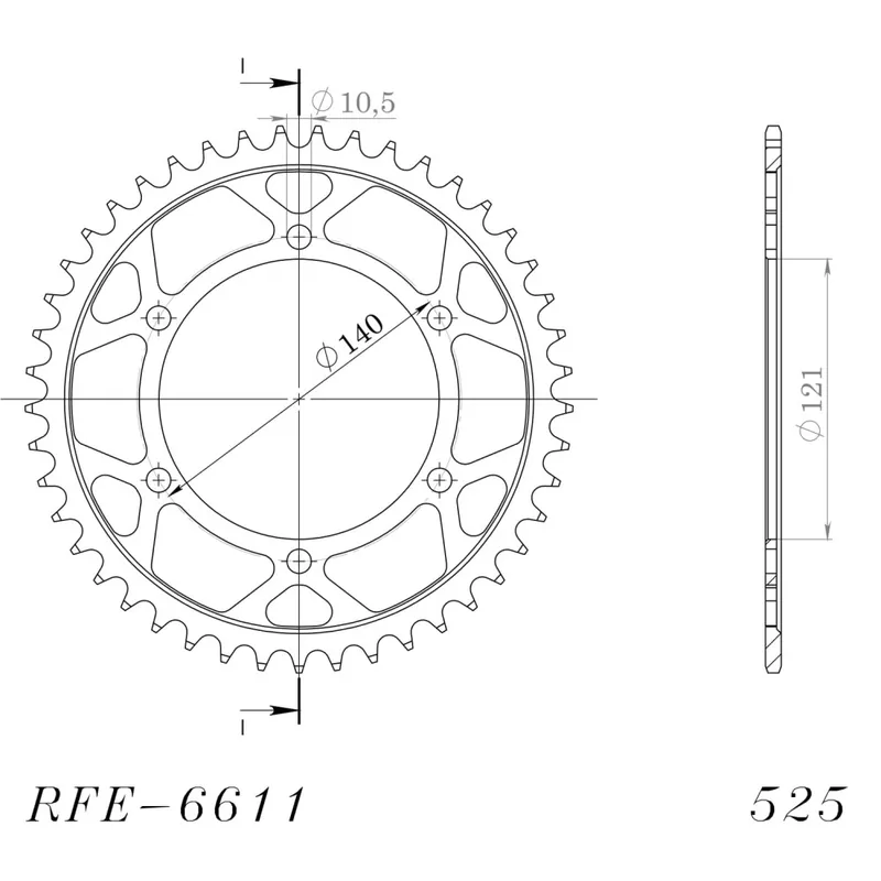 Originální Řetězová rozeta SUPERSPROX RFE-6611:45-BLK černý 45 zubů, 525