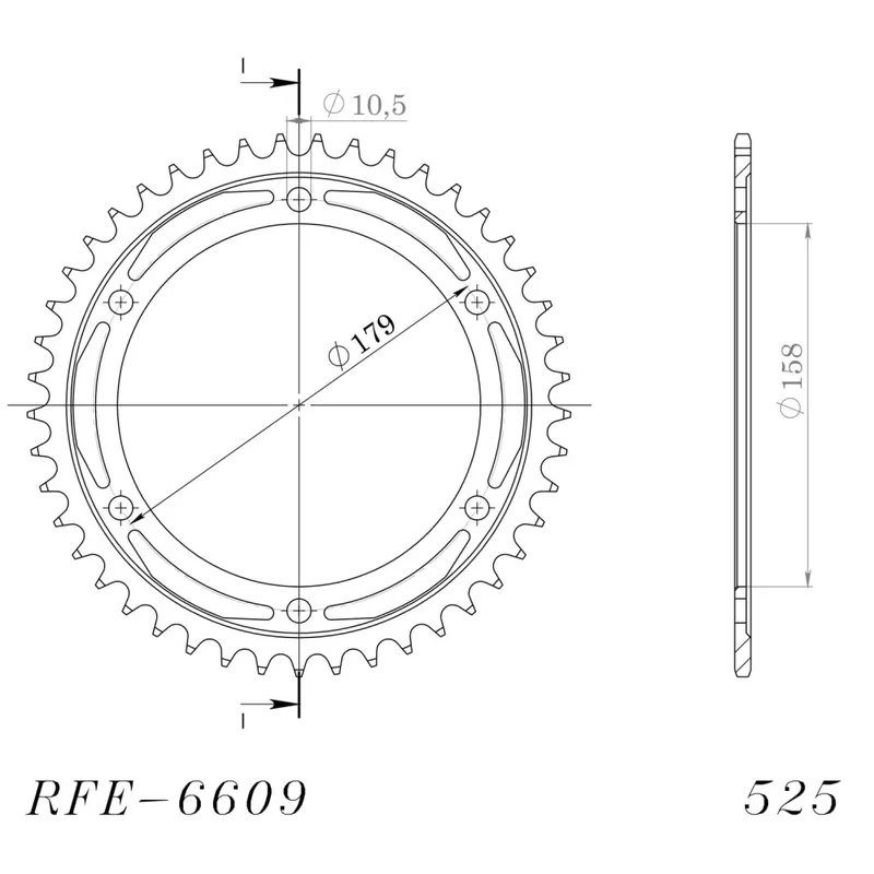 Zlevněný Řetězová rozeta SUPERSPROX RFE-6609:45-BLK černý 45 zubů, 525