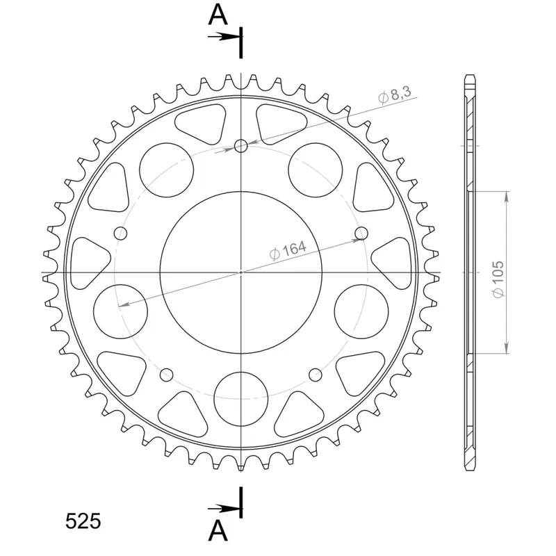 Řetězová rozeta SUPERSPROX RFE-6604:49-BLK černý 49 zubů, 525 Luxusní