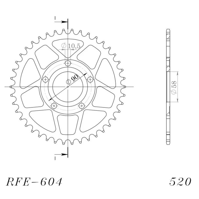 Značkový Řetězová rozeta SUPERSPROX RFE-604:42-BLK černý 42 zubů, 520