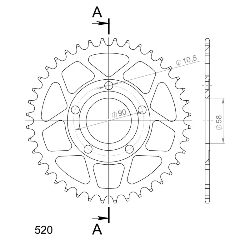 Cenově Výhodný Řetězová rozeta SUPERSPROX RFE-604:40-BLK černý 40 zubů, 520