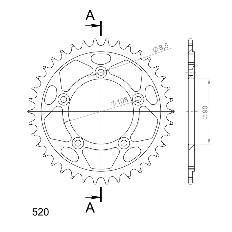 Zlevněný Řetězová rozeta SUPERSPROX RFE-491:38-BLK černý 38 zubů, 520