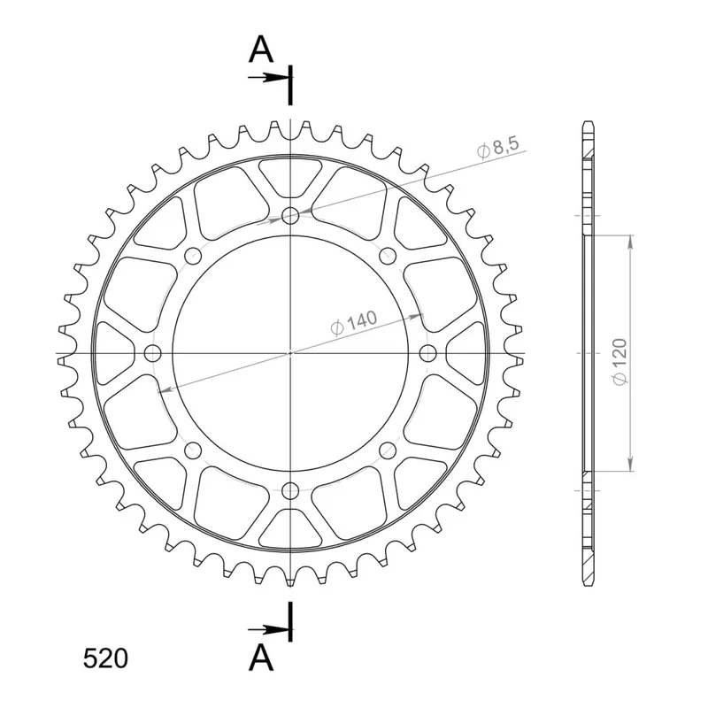 Akční Cena Řetězová rozeta SUPERSPROX RFE-487:45-BLK černý 45 zubů, 520