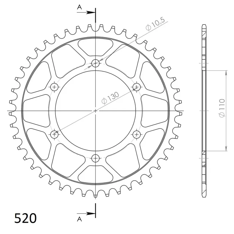 Must-Have Řetězová rozeta SUPERSPROX RFE-486:44-BLK černý 44 zubů, 520