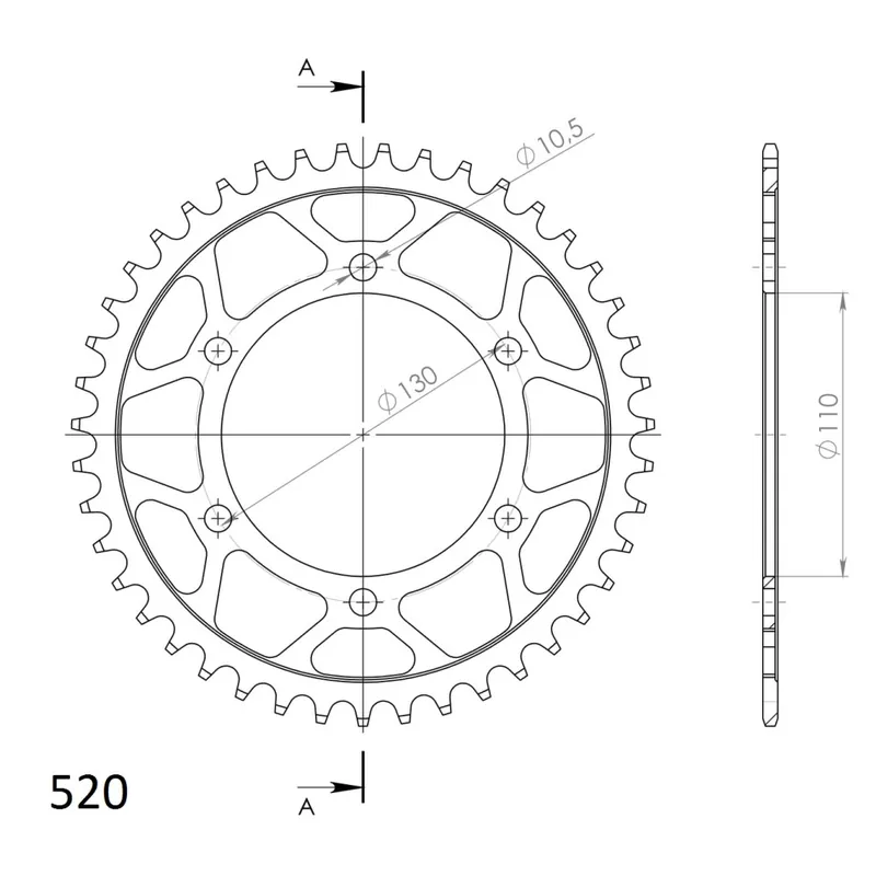 Řetězová rozeta SUPERSPROX RFE-486:43-BLK černý 43 zubů, 520 Omezená Nabídka
