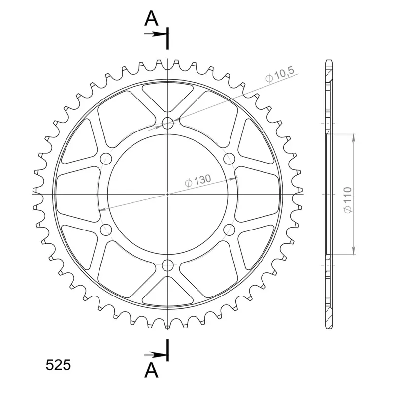 Řetězová rozeta SUPERSPROX RFE-480:47-BLK černý 47 zubů, 525 Rychlé Dodání