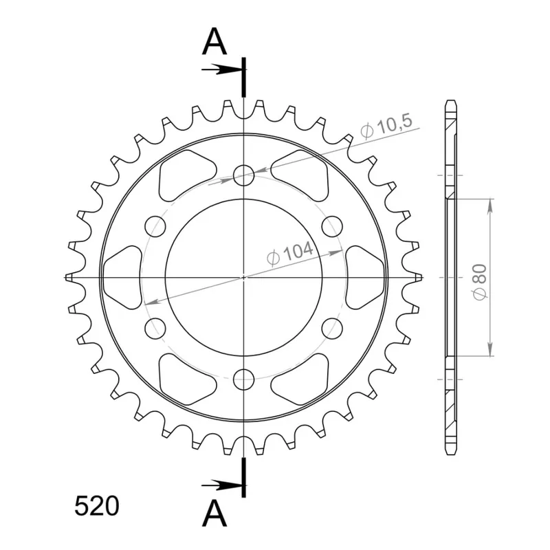 Řetězová rozeta SUPERSPROX RFE-478:34-BLK černý 34 zubů, 520 Trendový